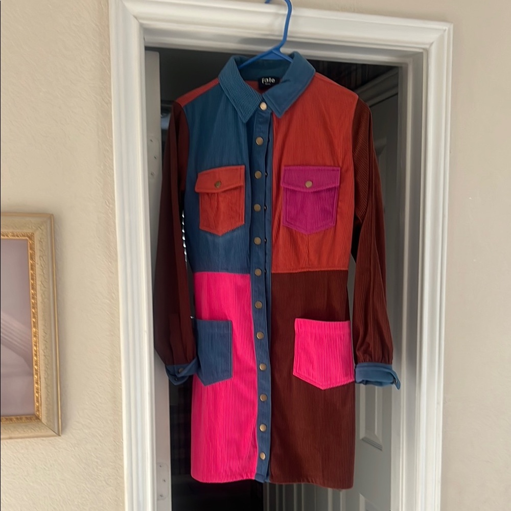 Fate Multicolor Corduroy Dress